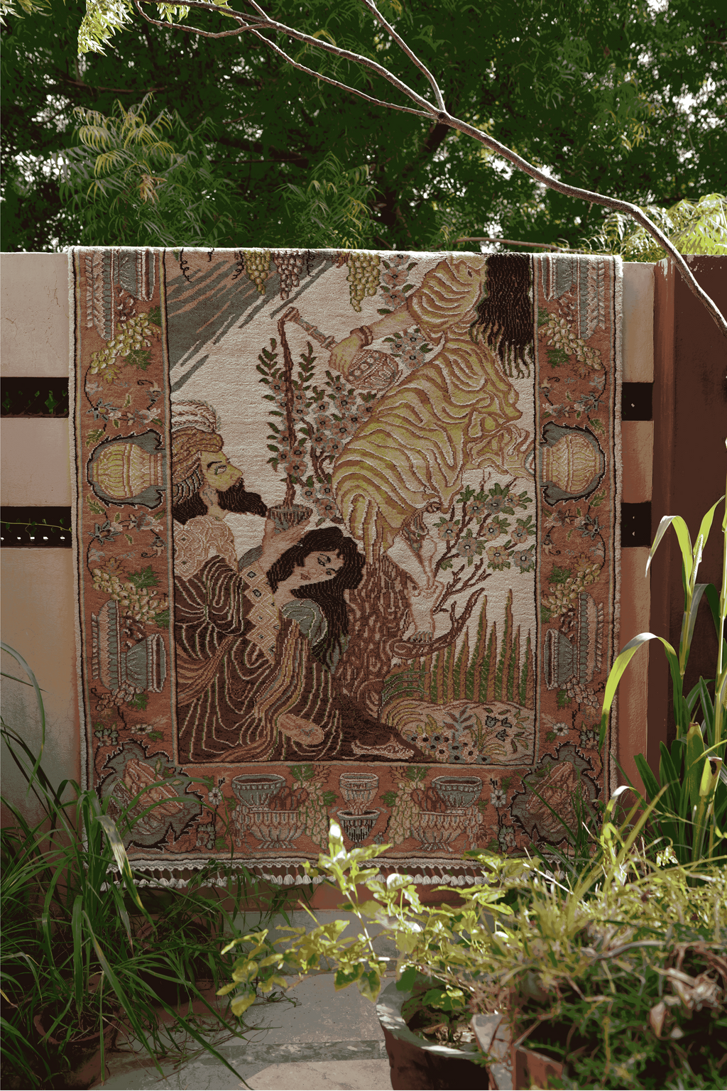 Umar-e-Khayam Masterpiece Wall Hanging – Handmade Silk & Wool Carpet from Pakistan