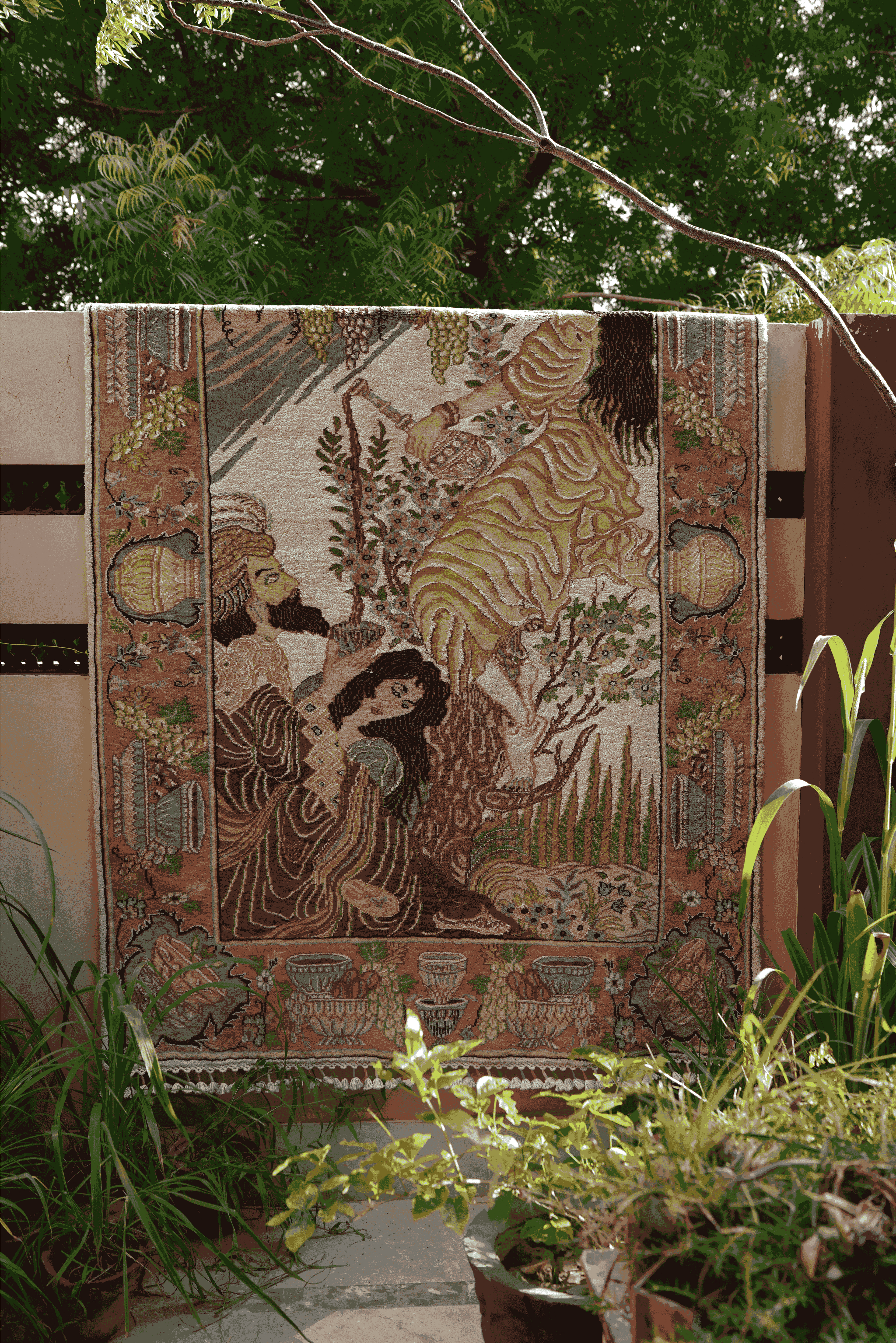 Umar-e-Khayam Masterpiece Wall Hanging – Handmade Silk & Wool Carpet from Pakistan