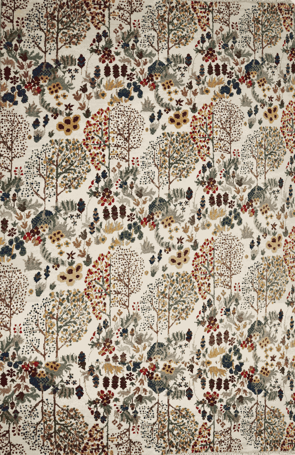 6 x 9 Jungle Design Hand-Knotted Carpet