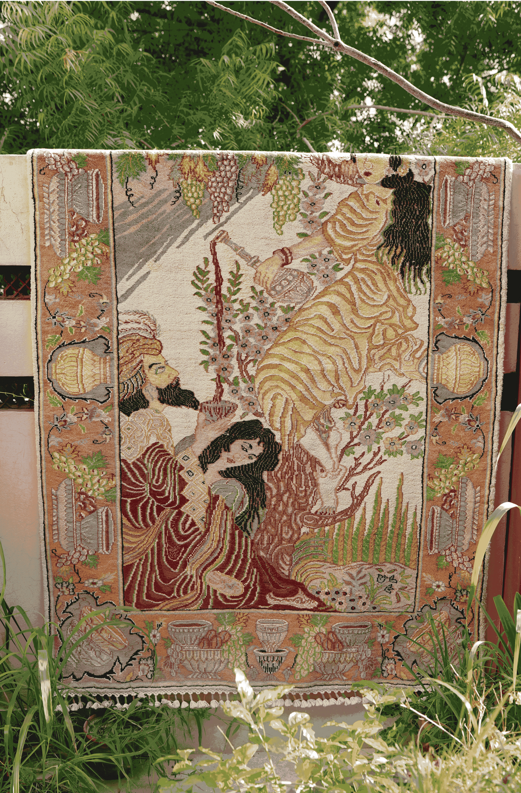 Umar-e-Khayam Masterpiece Wall Hanging – Handmade Silk & Wool Carpet from Pakistan