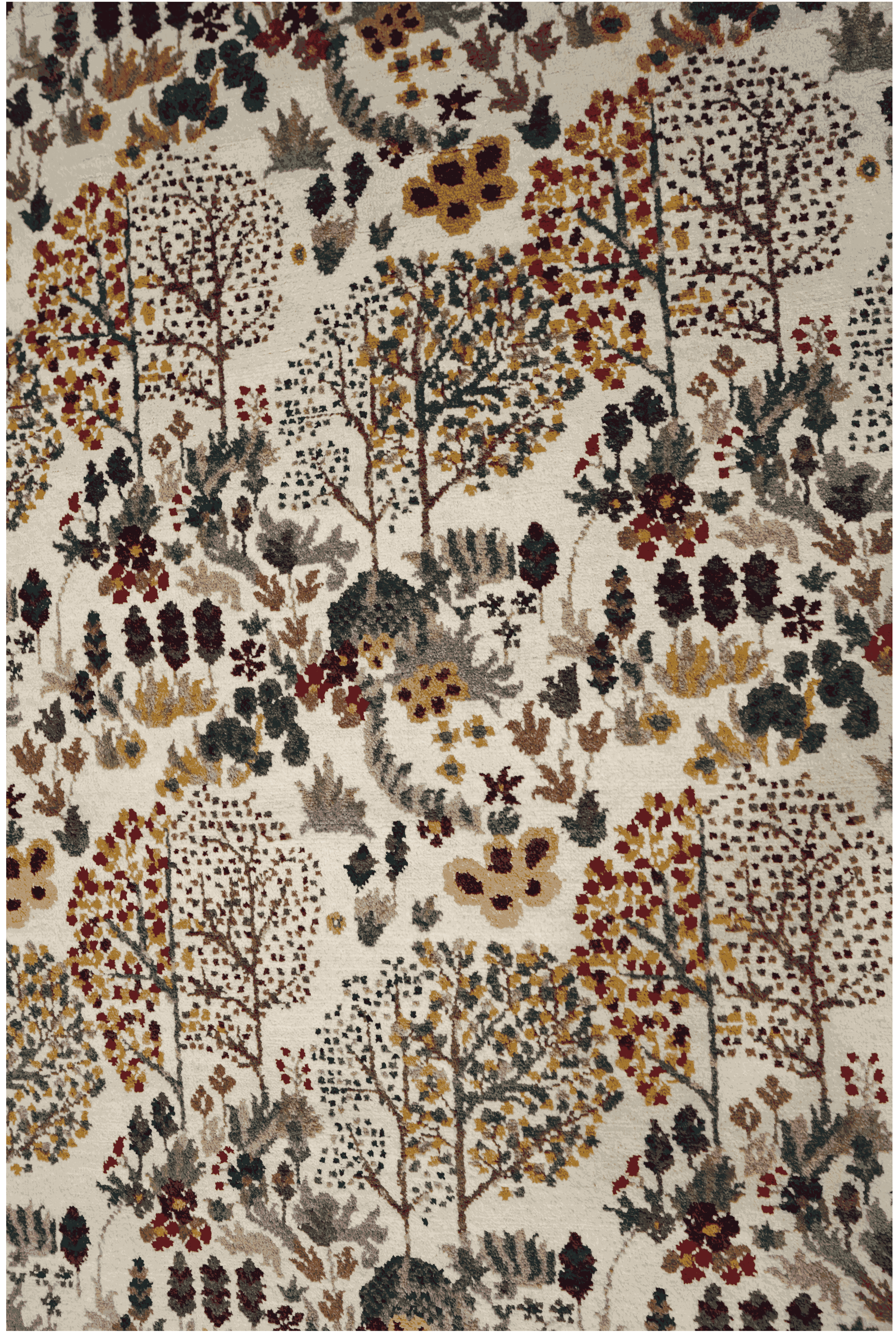 6 x 9 Jungle Design Hand-Knotted Carpet