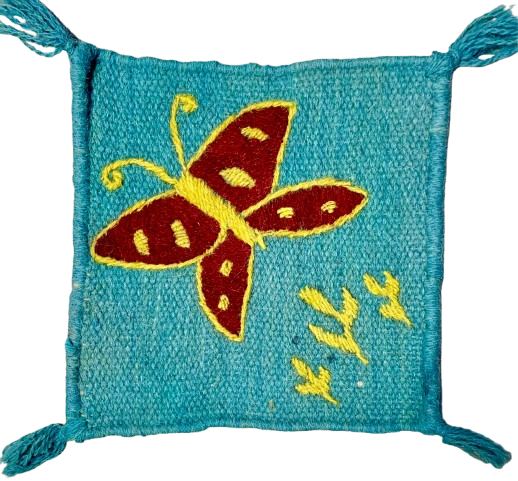 Hand-Embroidered Wool Coaster –Butterfly design
