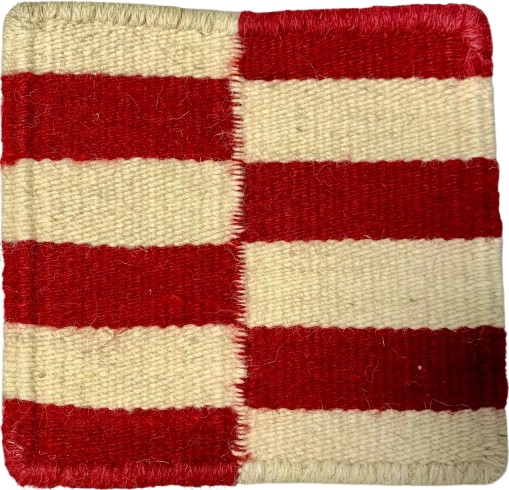 Artistic Wool Coaster – Vibrant Red & White Tiles