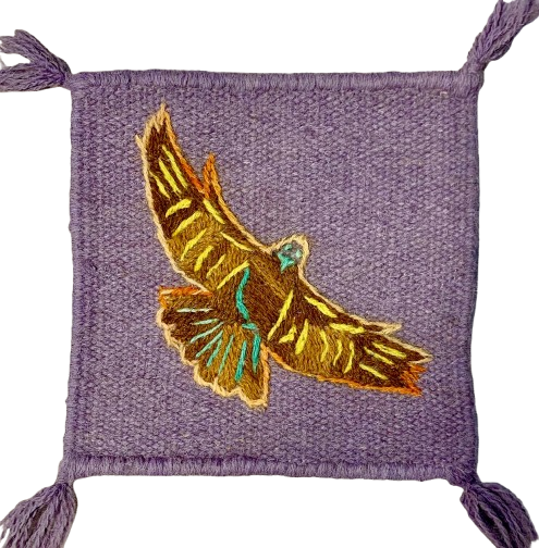 Hand-Embroidered Wool Coaster –Eagle design