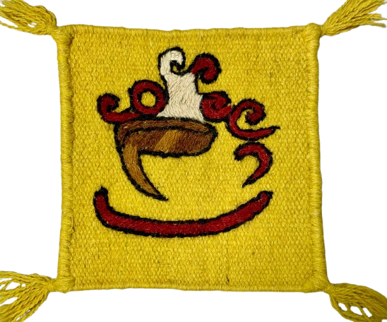 Premium Handwoven Coaster – Coffee Icon Design