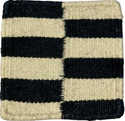 Handmade Wool Coaster – Black & White Tile Pattern