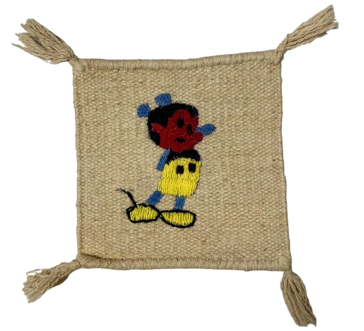 Hand-Embroidered Wool Coaster – Mickey Mouse design